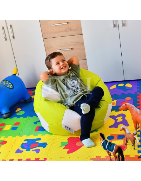 Sedací vak futbalová lopta malá limetkovo-biela EMI