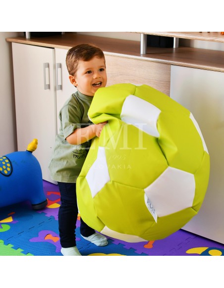 Sedací vak futbalová lopta malá limetkovo-biela EMI