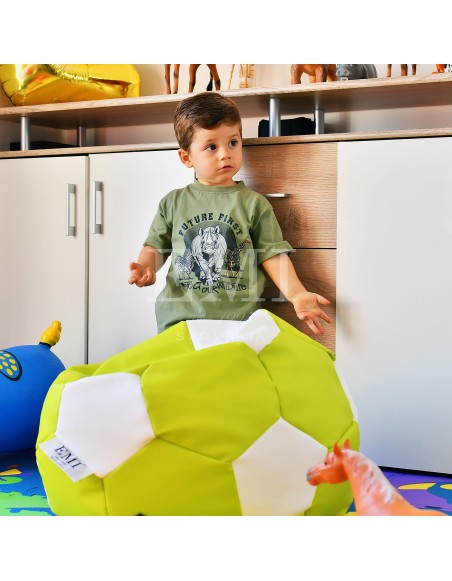 Sedací vak futbalová lopta malá limetkovo-biela EMI