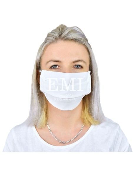 Ochranné rúško dvojvrstvové textilné biele s gumičkou EMI