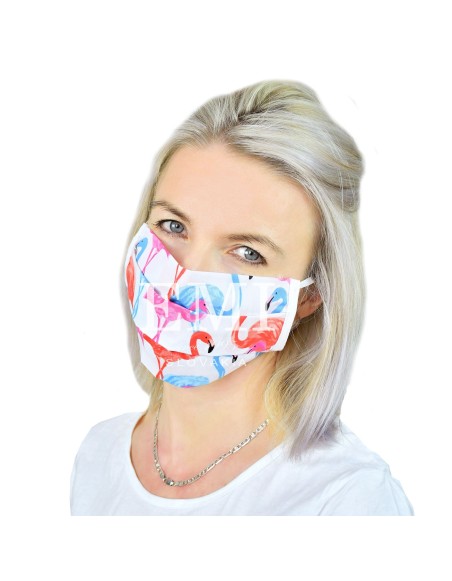 Ochranné rúško dvojvrstvové textilné Plameniak s gumičkou EMI