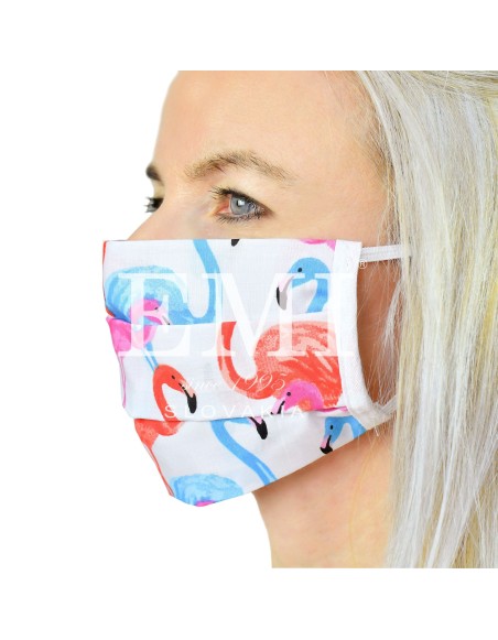 Ochranné rúško dvojvrstvové textilné Plameniak s gumičkou EMI