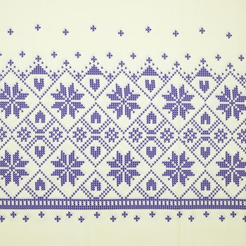 Látka metráž bavlna 100 % delux Etno krémovo-modré