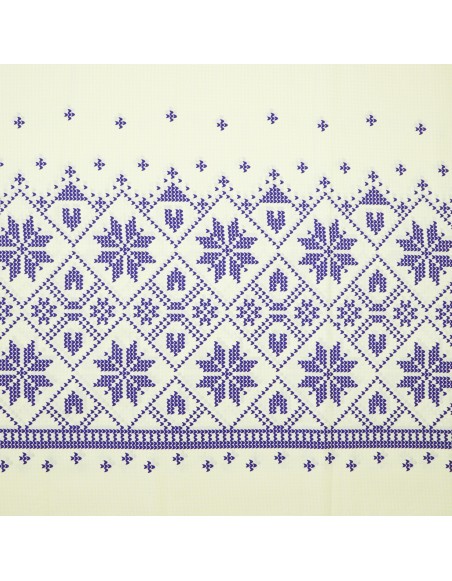 Látka metráž bavlna 100 % delux Etno krémovo-modré