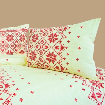 Látka metráž 100% bavlna delux Etno krémovo-bordové