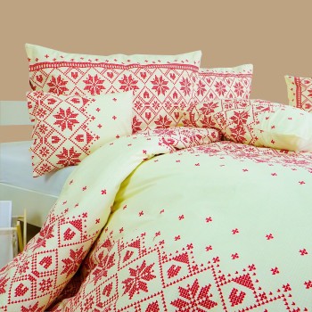 Látka metráž 100% bavlna delux Etno krémovo-bordové