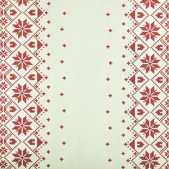 Látka metráž 100% bavlna delux Etno krémovo-bordové