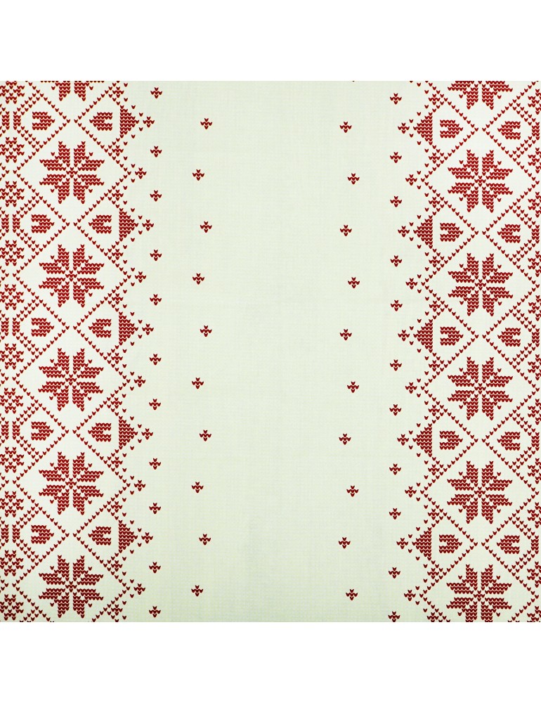 Látka metráž 100% bavlna delux Etno krémovo-bordové