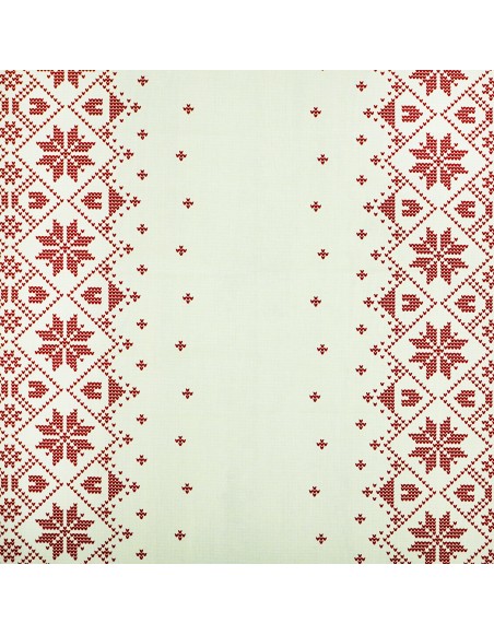 Látka metráž 100% bavlna delux Etno krémovo-bordové