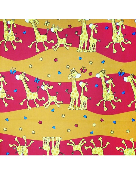 Látka metráž bavlna 100 % Don Žirafky červené CNM