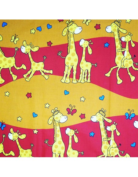 Látka metráž bavlna 100 % Don Žirafky červené CNM