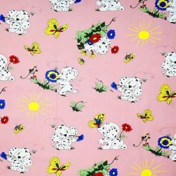 Látka metráž bavlna 100 % Don Dalmatínec ružový CNM