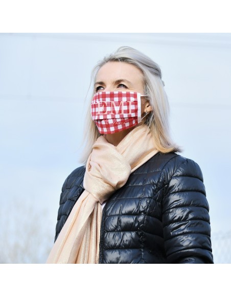 Ochranné rúško dvojvrstvové textilné červené s gumičkou EMI