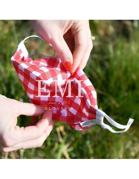 Ochranné rúško dvojvrstvové textilné červené s gumičkou EMI