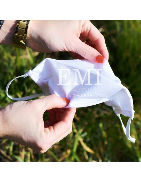 Ochranné rúško dvojvrstvové textilné biele s gumičkou EMI