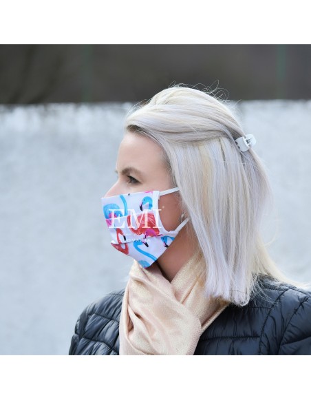 Ochranné rúško dvojvrstvové textilné Plameniak s gumičkou EMI