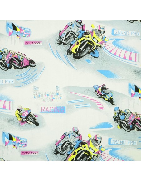 Látka metráž bavlna 100 % Don Motorka biele CNM