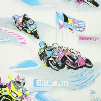 Látka metráž bavlna 100 % Don Motorka biele CNM