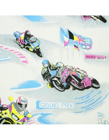 Látka metráž bavlna 100 % Don Motorka biele CNM