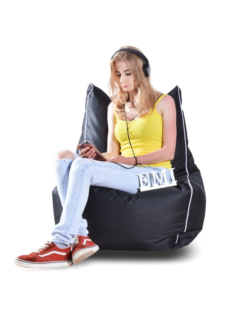 Sedací vak stolička nylonová čierna