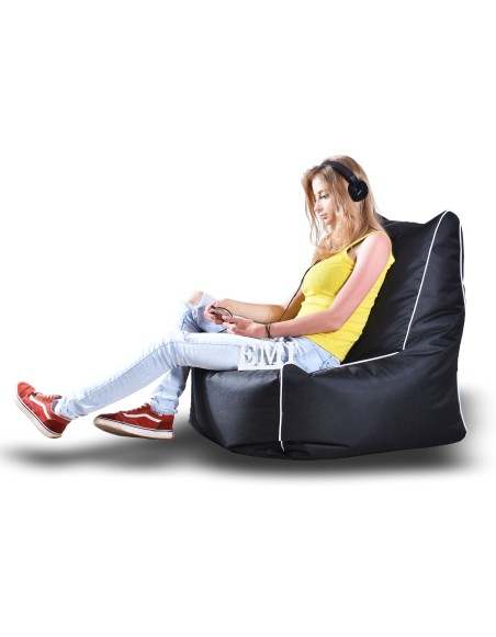 Sedací vak stolička nylonová čierna