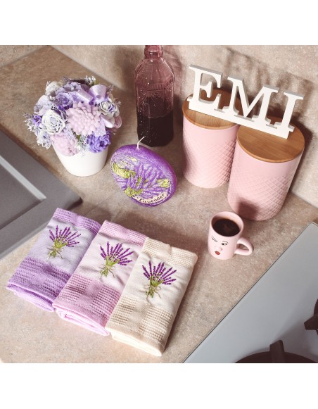 Utierky vaflové na riad levanduľa set 3 ks EMI