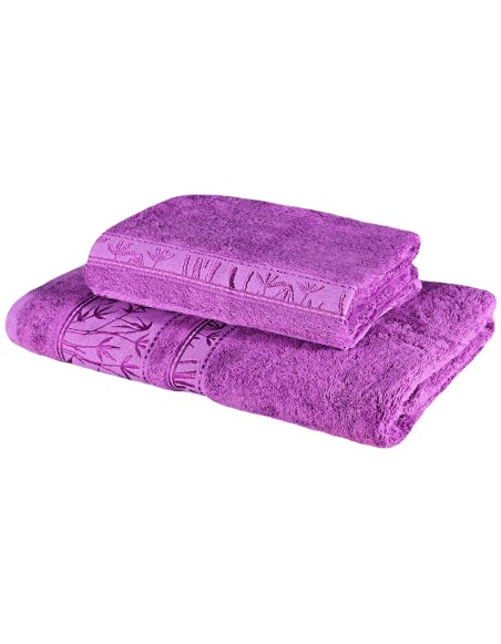 Sada 2 kusov fialovej bambusovej osušky a uteráka EMI