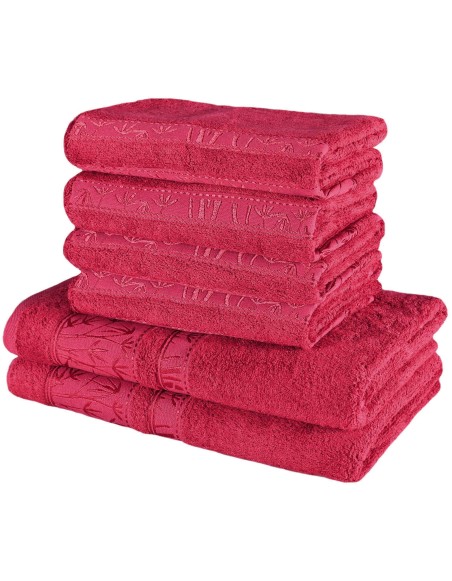 Sada bordových bambusových osušiek a uterákov EMI