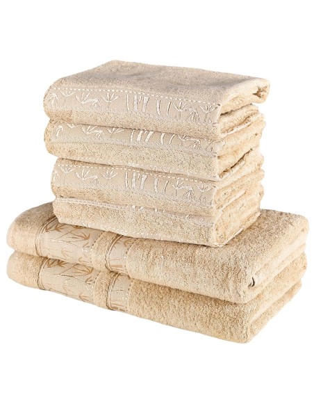 Sada svetlohnedých bambusových osušiek a uterákov EMI