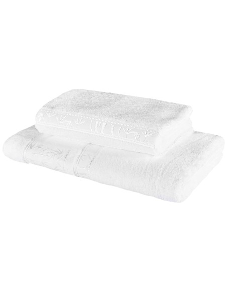 Sada 2 kusov bielej bambusovej osušky a uteráka EMI