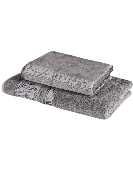 Sada 2 kusov sivej bambusovej osušky a uteráka EMI