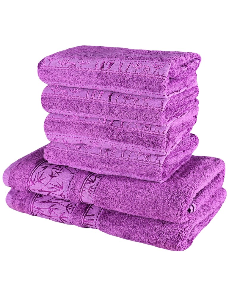 Sada fialových bambusových osušiek a uterákov EMI