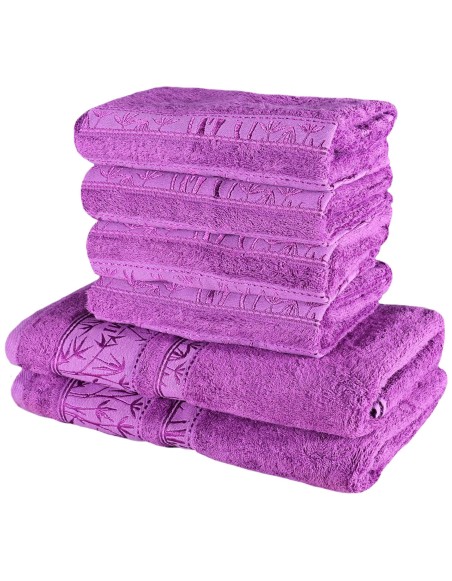 Sada fialových bambusových osušiek a uterákov EMI