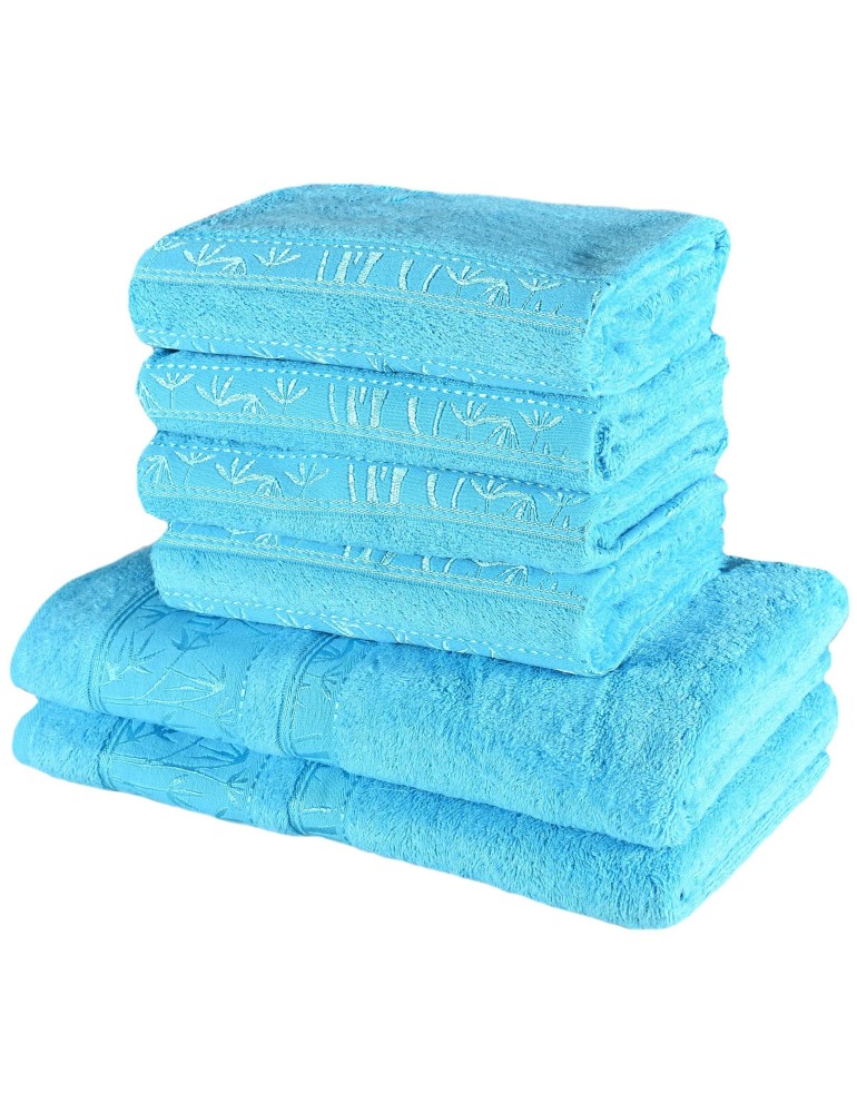 Sada tyrkysových bambusových osušiek a uterákov EMI