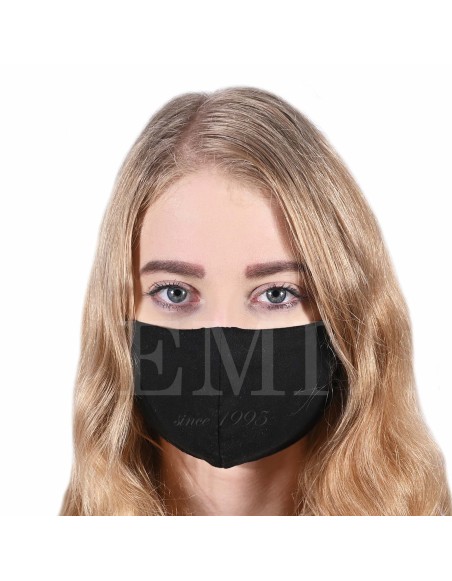 Ochranné rúško dvojvrstvové textilné čierne s gumičkou EMI