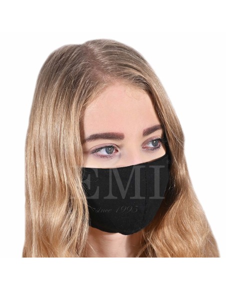 Ochranné rúško dvojvrstvové textilné čierne s gumičkou EMI
