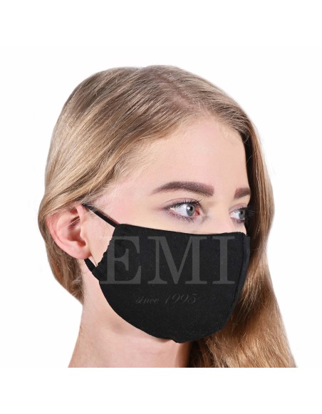 Ochranné rúško dvojvrstvové textilné čierne s gumičkou EMI