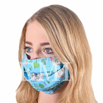 Ochranné rúško dvojvrstvové textilné modré Sloník s gumičkou EMI