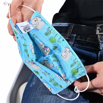 Ochranné rúško dvojvrstvové textilné modré Sloník s gumičkou EMI