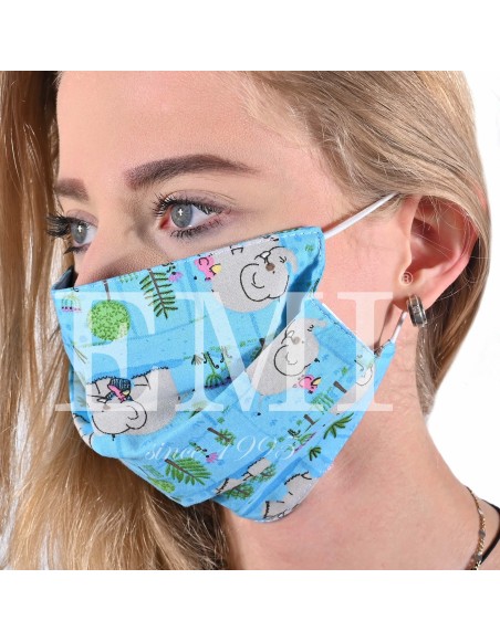 Ochranné rúško dvojvrstvové textilné modré Sloník s gumičkou EMI