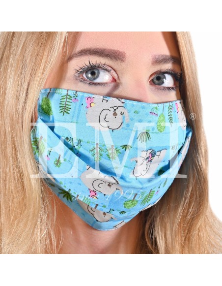 Ochranné rúško dvojvrstvové textilné modré Sloník s gumičkou EMI