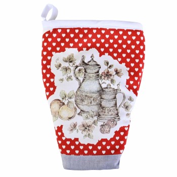 Kuchynská rukavica žabka džbán červená