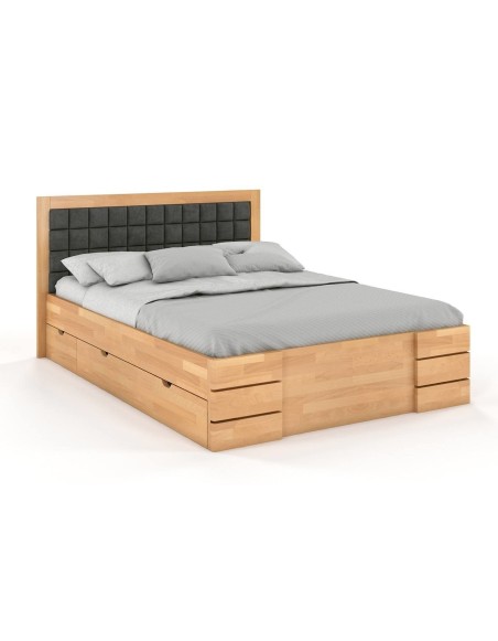 Posteľ čalúnená buková Gotland High so zásuvkami Visby