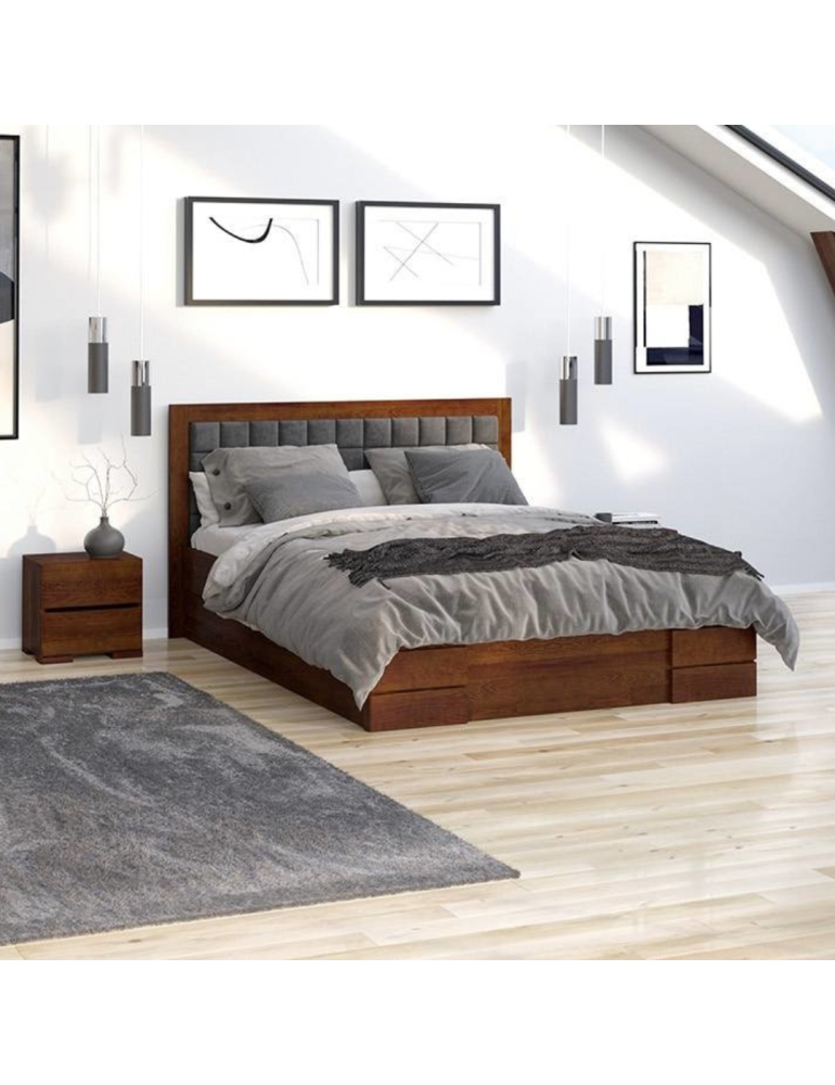 Posteľ čalúnená borovicová Gotland High so zásuvkami Visby