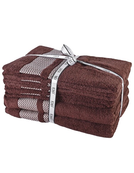 Sada 6 kusov bavlnených osušiek a uterákov Ates hnedá EMI
