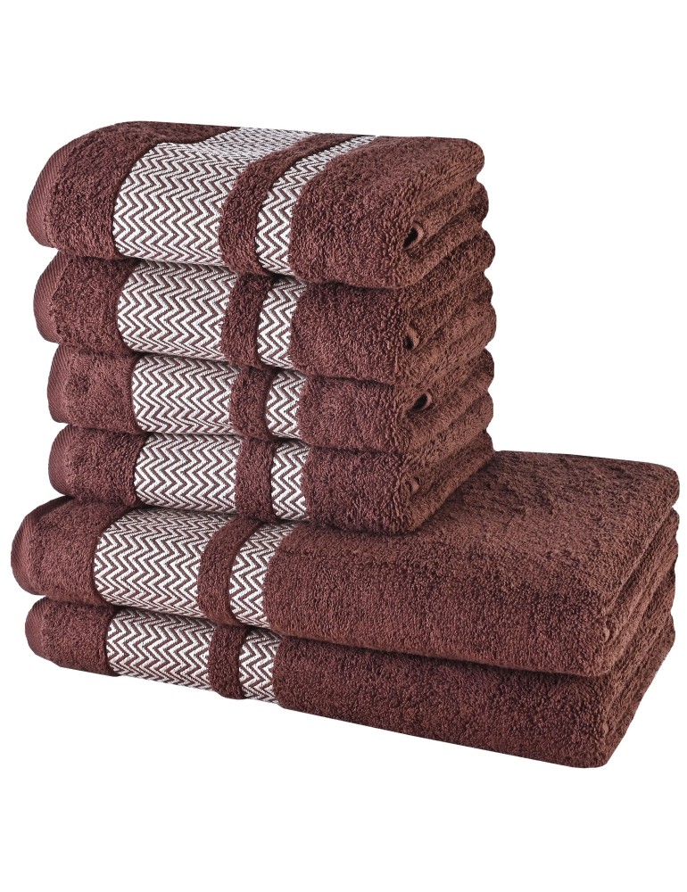 Sada 6 kusov bavlnených osušiek a uterákov Ates hnedá EMI