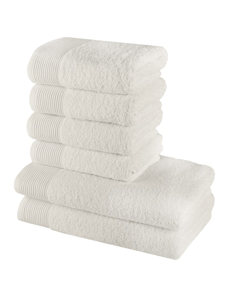 Sada 6 kusov bavlnených osušiek a uterákov Bella krémová EMI