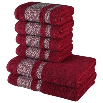 Sada 6 kusov bavlnených osušiek a uterákov Tessa bordová EMI