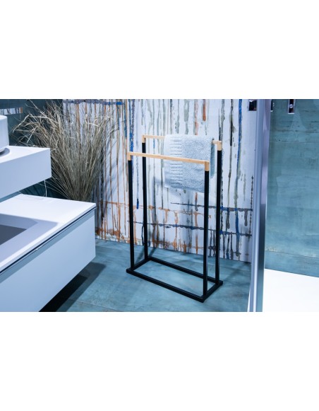 Stojanový vešiak na uteráky čierno-hnedý AWD