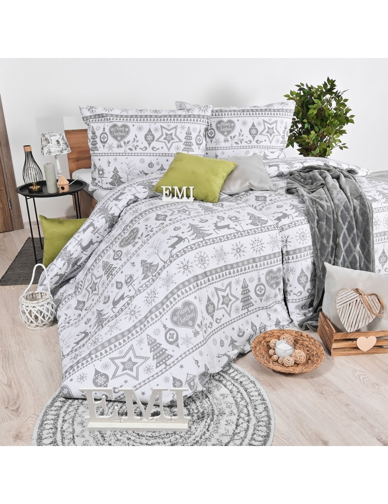 Vianočné bavlnené obliečky Eleonora sivé EMI